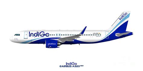 Illustration Of Indigo Airbus A320 Neo Vt Itd Digital Art By Steve H
