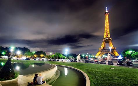 Papel De Parede França Paris Torre Eiffel Luz Noite Hdr