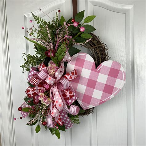 Front Door Wreath Valentines Day Wreath Heart Shaped Wreath