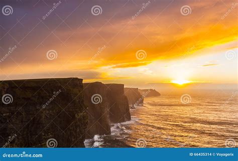 Cliffs Of Moher At Sunset In Co Clare Ireland Stock Photo Image Of