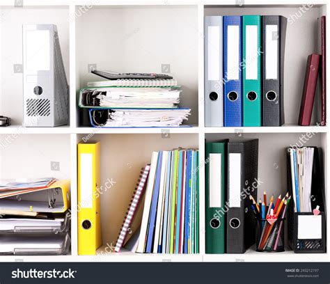File Folders Standing On Shelves Office Stock Photo 243212197