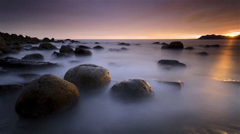 Wallpaper Stones Sea Coast Fog Water Sky 1920x1080 Goodfon
