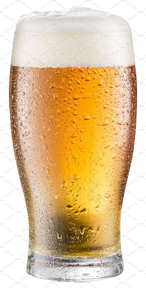 Glass Of Cold Beer On A White High Quality Food Images ~ Creative Market
