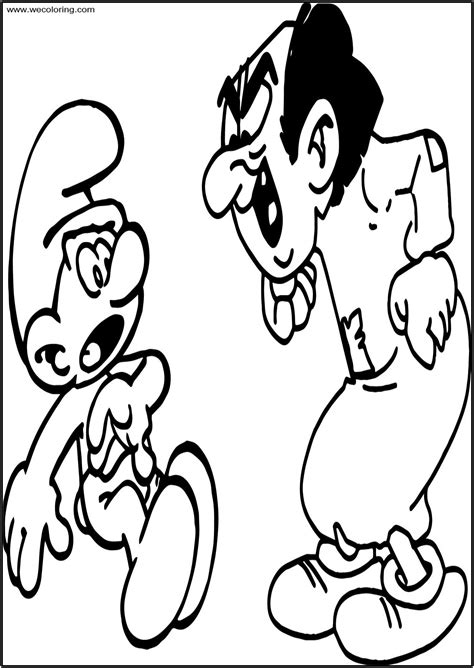 Turn on the printer and click on print the drawing. Gargamel Shouting At Hefty Smurf Free Printable Coloring ...