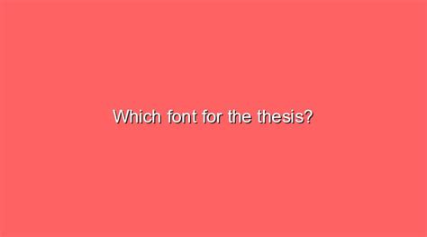 Which Font For The Thesis Sonic Hours