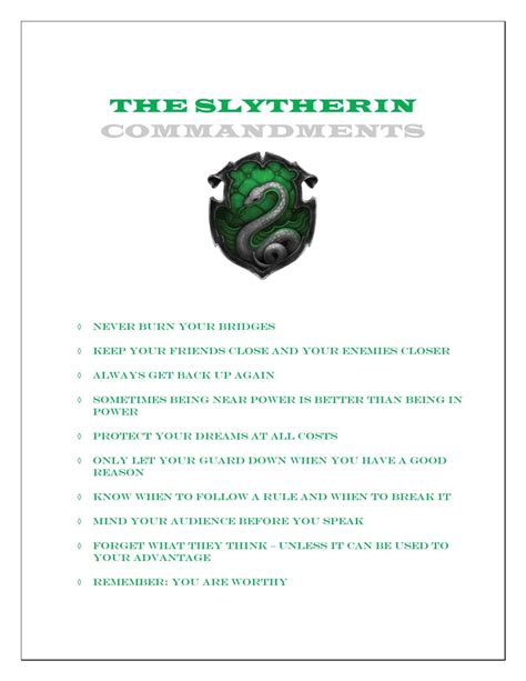 The Slytherin Commandments Slytherin Pride Slytherin House Slytherin