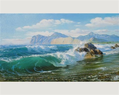 Seascape Oil Painting Canvas By Alexander Shenderov Ocean Art Original