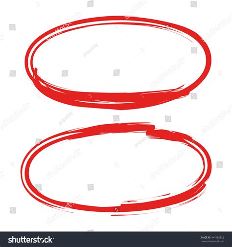 Red Hand Drawn Oval Circle Markers เวกเตอร์สต็อก ปลอดค่าลิขสิทธิ์