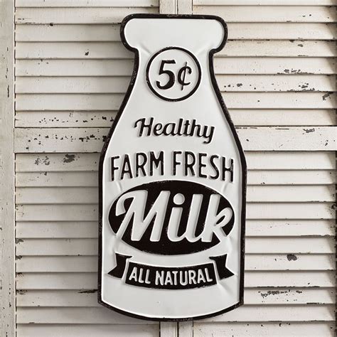 Vintage Farmhouse Farm Fresh Milk Metal Sign