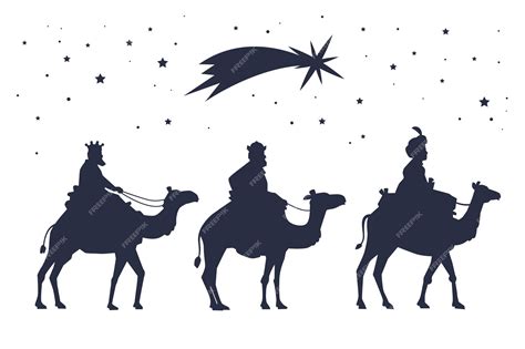 Ilustración De Silueta De Reyes Magos Plana Vector Gratis