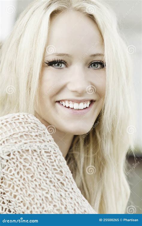 Portrait Of Beautiful Smiling Blond Woman Stock Image Image Of Health