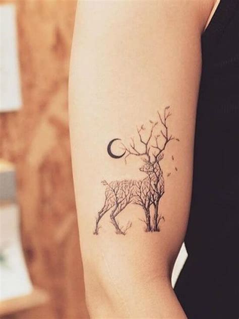 30 Tree Themed Deer Tattoo Design For Love Of Nature And Animals