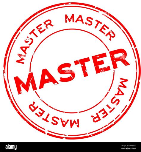 Grunge Red Master Word Round Rubber Seal Stamp On White Background