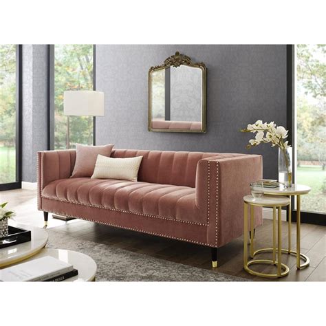 Blush Pink Velvet Sofa Bed Baci Living Room
