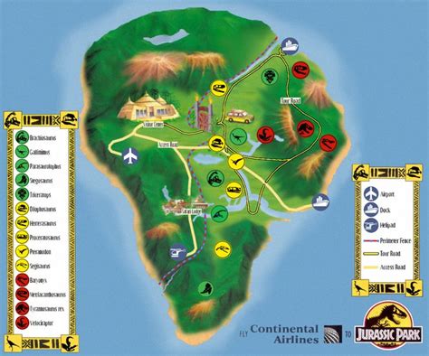 Jurassic Park Map Parque Jurásico Jurassic World Dinosaurios
