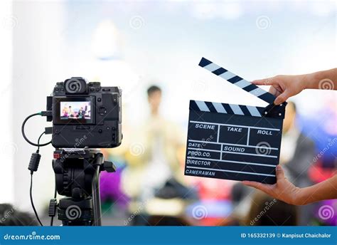 Man Hands Holding Movie Clapperfilm Director Concept Stock Image