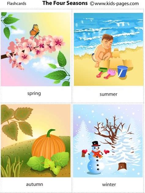 Seasons Flashcards For Kindergarten