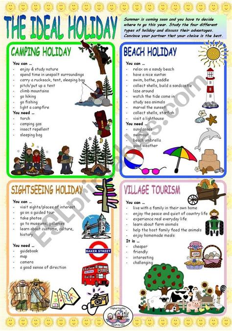 The Ideal Holiday Esl Worksheet By Tecus Holiday Worksheets
