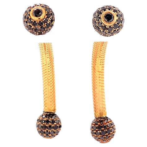 Pave Brown Diamond Ball Earring Made In K Rose Gold For Sale At Stdibs
