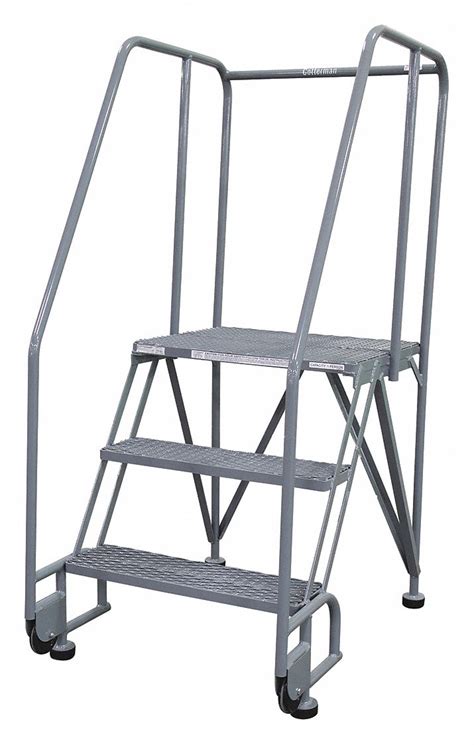 Cotterman 3 Step Tilt And Roll Ladder Serrated Step Tread 60 In