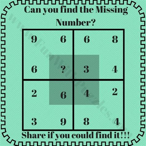 Missing Number Puzzles With Answers Fun With Puzzles