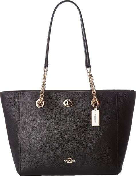 Coach Turnlock Chain Tote 27 In Polished Pebble Leather Uk