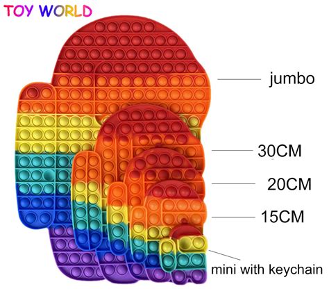 Jumbo Among Us Pop It Fidget Toy Big Size Rainbow Cheap Full Set Box