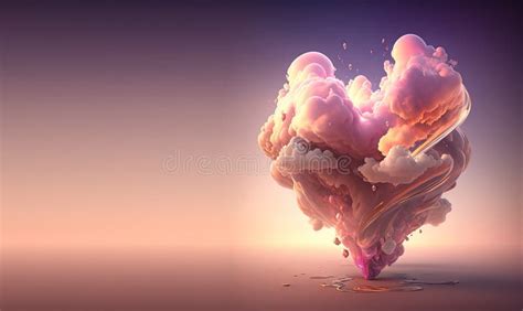 Explosive Heart Shape Cloud Of Love Graphic Art Illustration Banner