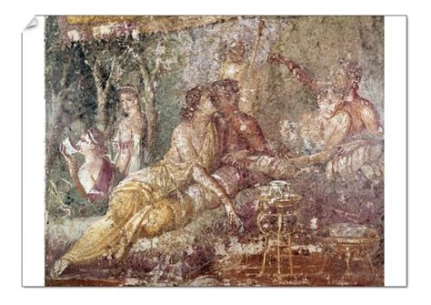 Print Of Triclinium Couple Kissing Fresco 1st Century Ad Fresco Roman Art Pompeii