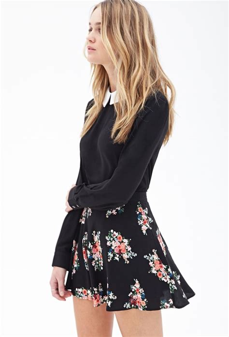 12 Floral Print Skater Skirt By Forever 21 Sold By Forever 21 Click