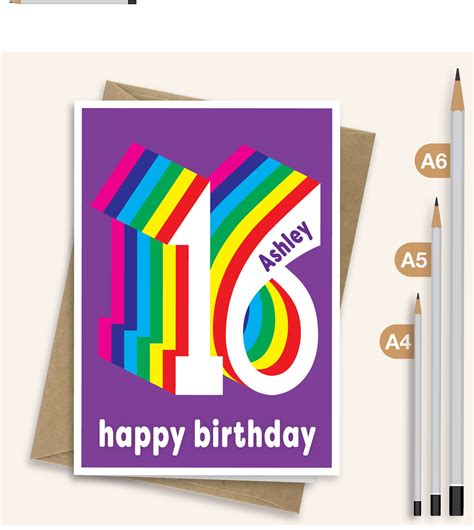 Personalised 16th Birthday Card For Boy For Girl 16 Birthday Etsy