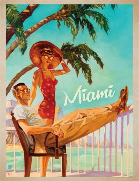 miami florida retro beach couple posh travel poster style etsy retro poster retro travel