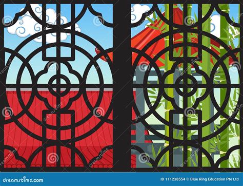 Window Design In Chinese Style Stock Vector Illustration Of