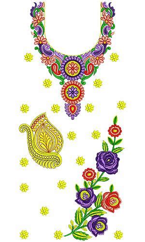 8393 Dress Embroidery Design Embroidery Designs Border Embroidery