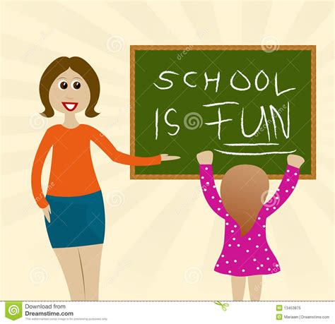 First Lesson: School Is Fun! Stock Illustration - Illustration of ...