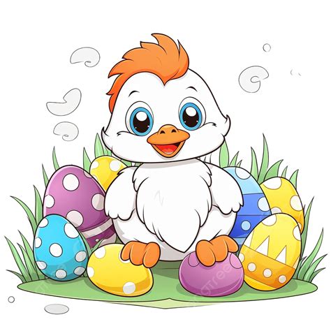 Newly Hatched Easter Chicken Children Coloring Book Vector Chicken