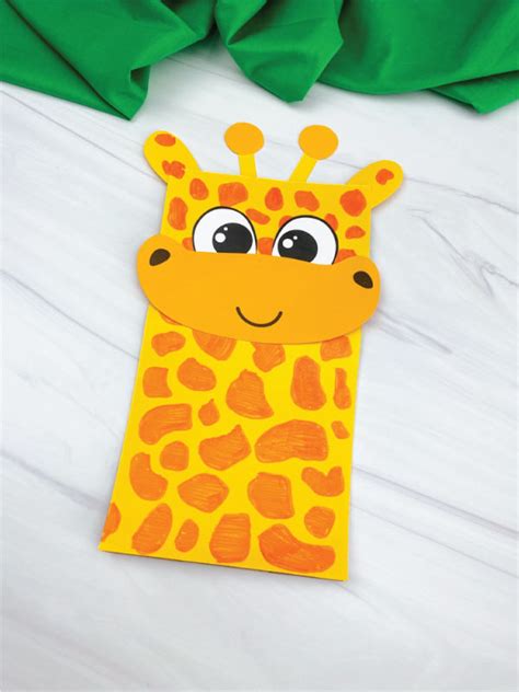 Paper Bag Giraffe Puppet Craft Free Template