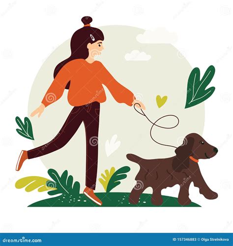 Dog Walker Or Sitter Illustration Cartoon Vector