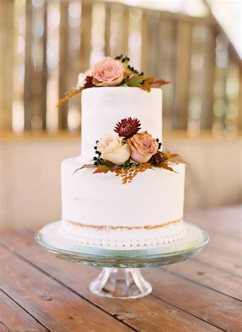 You get to have your dream cake on display in any theme you. Simple Fall Two Tier Wedding Cake Autumnal Inspired with ...