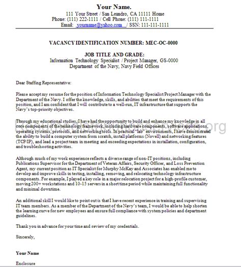 Federal Cover Letter Sample Federal