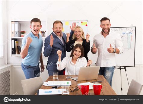 Happy Business People Team Celebrate Success In The Office Stock Photo