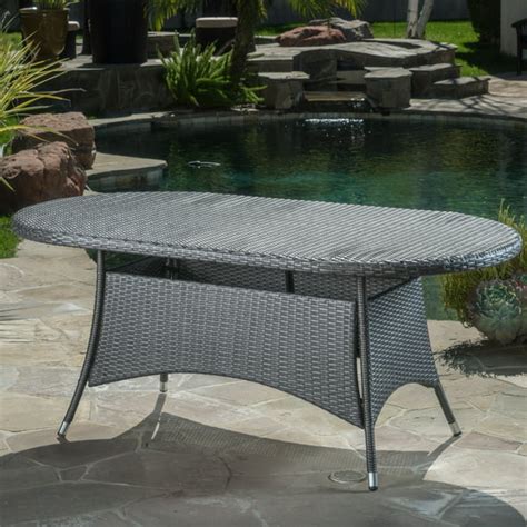 Ramsey Outdoor Wicker Oval Dining Table Grey