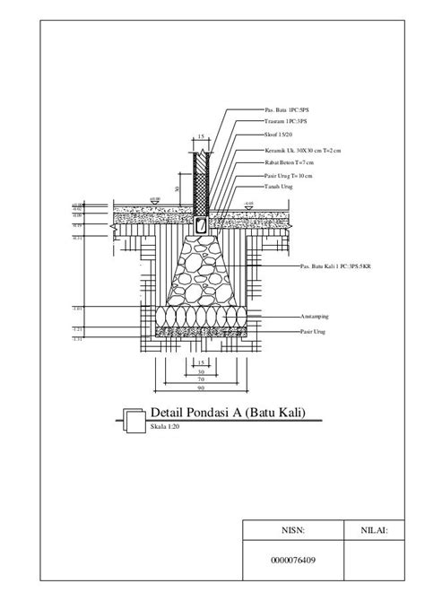 5 Detail Pondasi A Batu Kali Architecture Drawing Plan Building