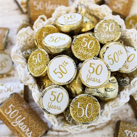 Gold 50th Anniversary Party Favor Stickers Distinctivs Party