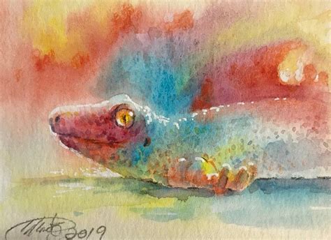 Geckos Lizards Gouache Painting Gel Pens Free Art Cool Gifts See