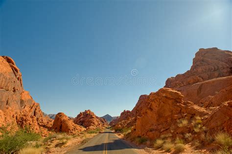 Highway Through Valley Of Fire Stock Image Image Of Rocks Landscape