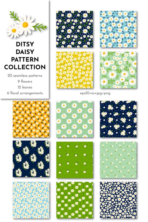 The best selection of royalty free ditsy floral pattern vector art, graphics and stock illustrations. Daisy Ditsy Floral Pattern Bundle | Pre-Designed Photoshop ...