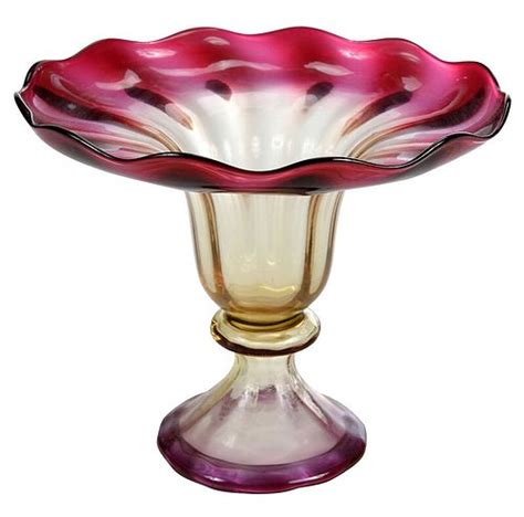 Libbey Amberina Footed Glass Compote Sold At Auction On 23rd April Bidsquare