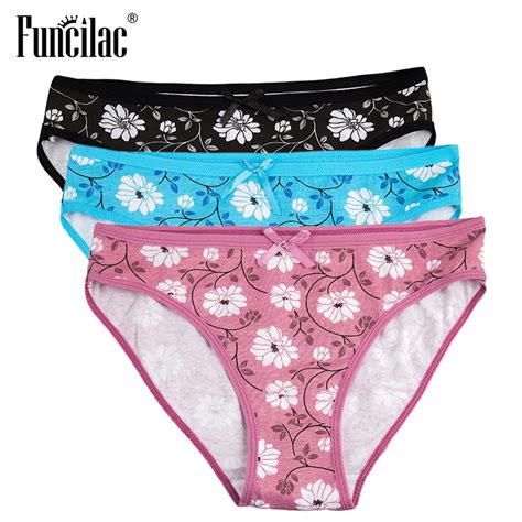 Funcilac Underwear Women Sexy Floral Print Briefs Fashion Female Underwear Ladies Cotton Panties