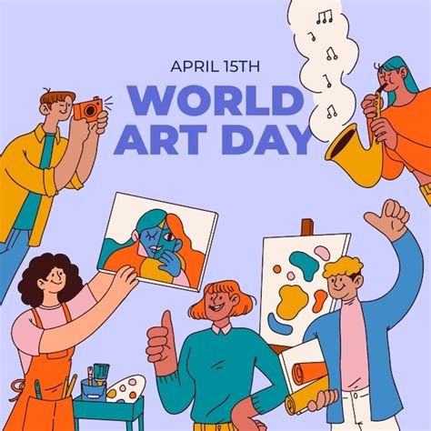 Dibujado A Mano Ilustración Del Día Mundial Del Arte Vector Premium